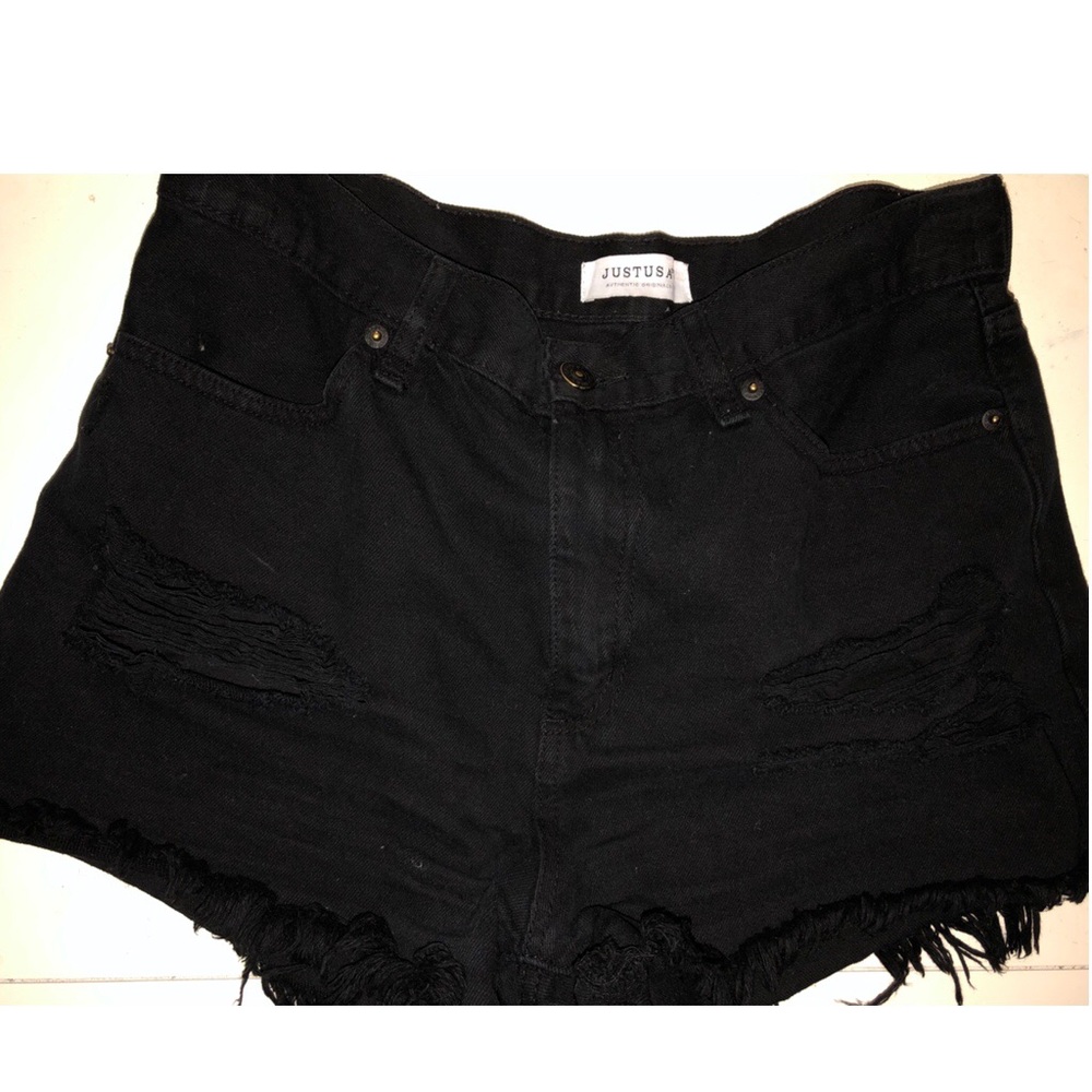 Black Just USA distressed shorts